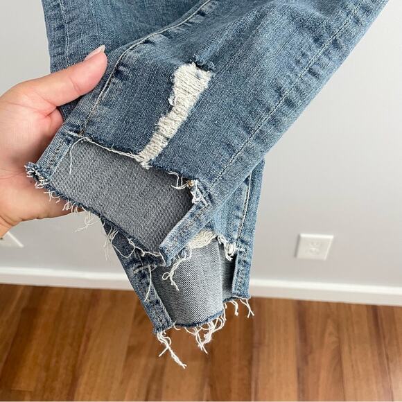 Good American Women’s Good Legs High Rise Skinny Ankle Step Hem Distressed Jeans - Picture 5 of 12